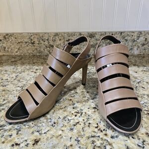 Balenciaga Sandals Strappy High Heels Stiletto Tan Leather Size 40 MSRP $1095